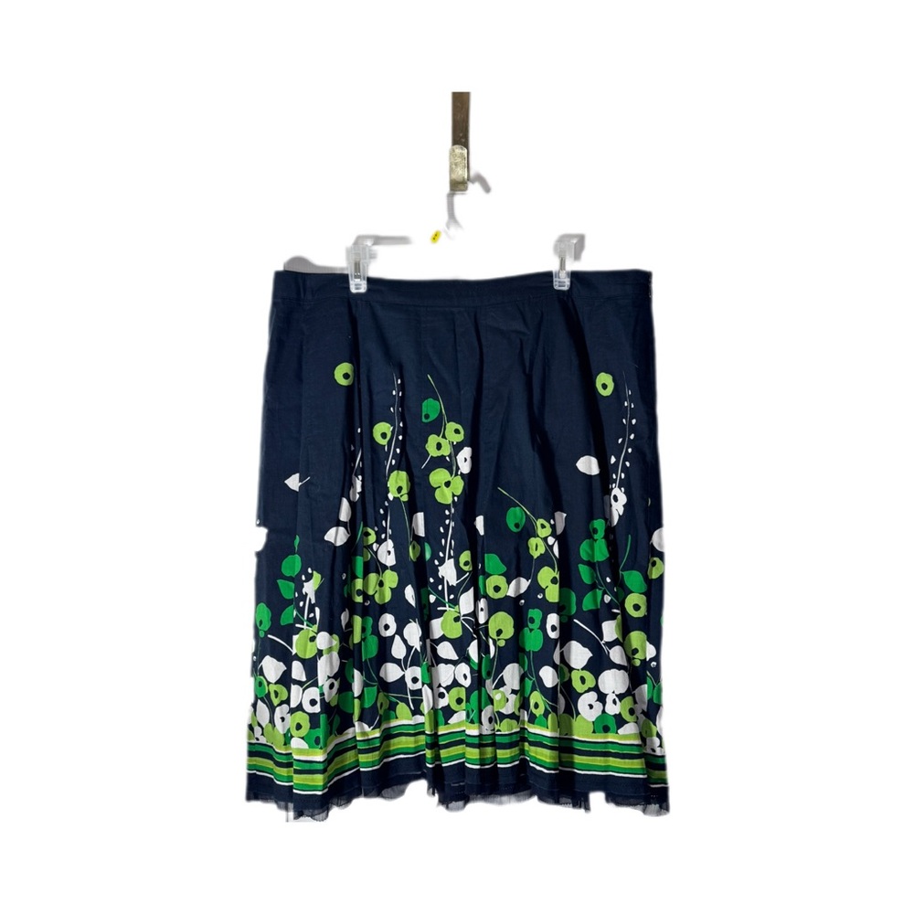 Alfani Dark Blue and Lime Floral A-Line Skirt